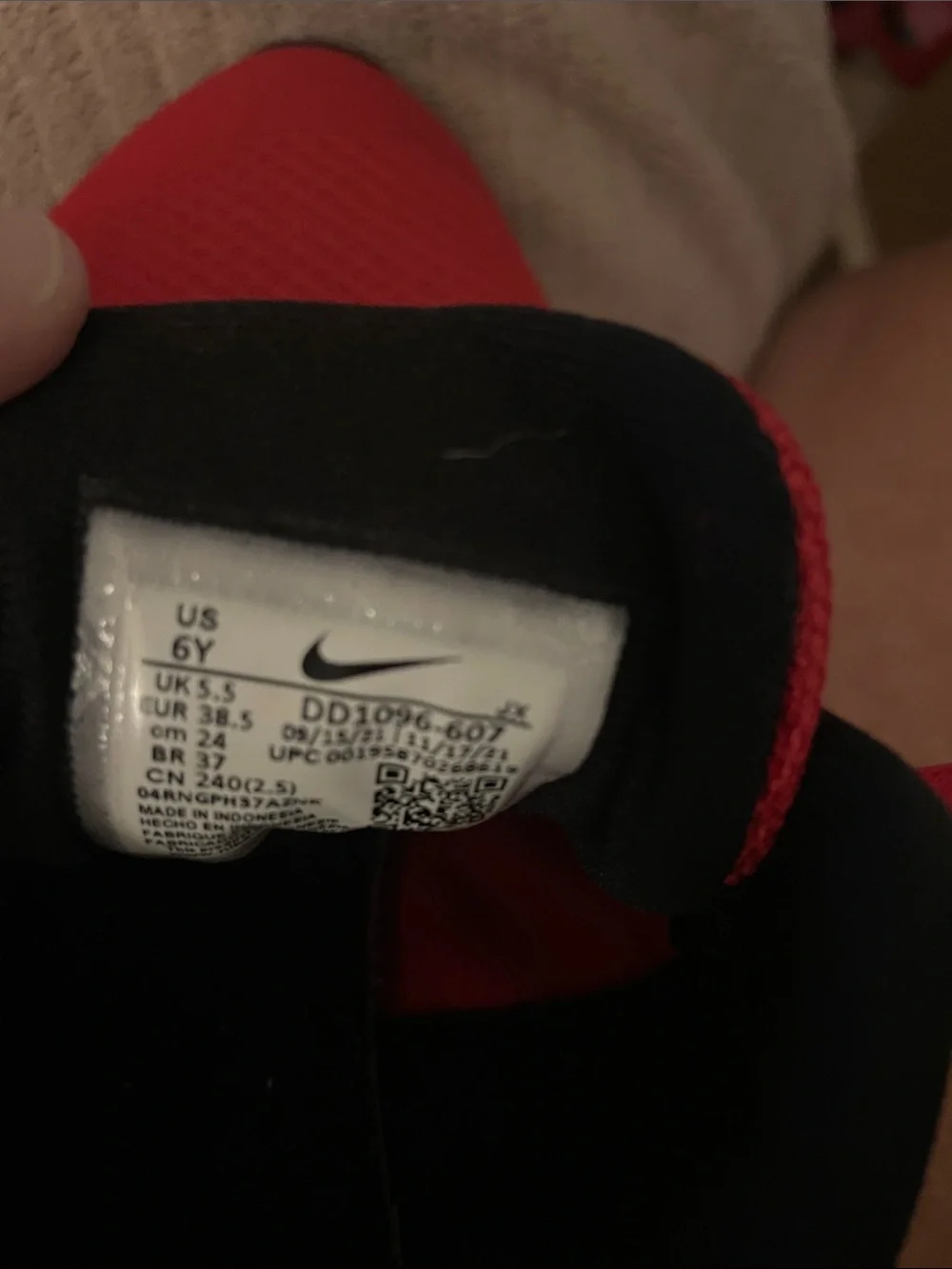 Nike Red and Black Kids Sneakers with White Sole NWT